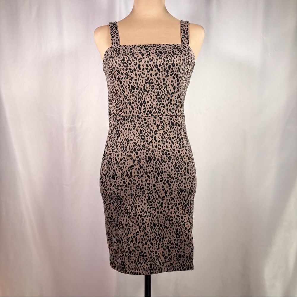 Y2K Leopard Print Bodycon Knit Mini Dress Medium Womens Forever 21 Slit 90s NWT